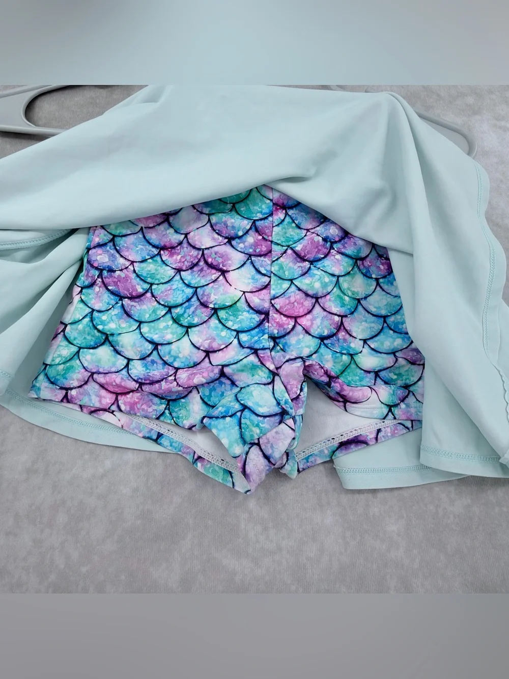 Girls Aqua Mermaid Scale Swim suit set skirt built in 6T